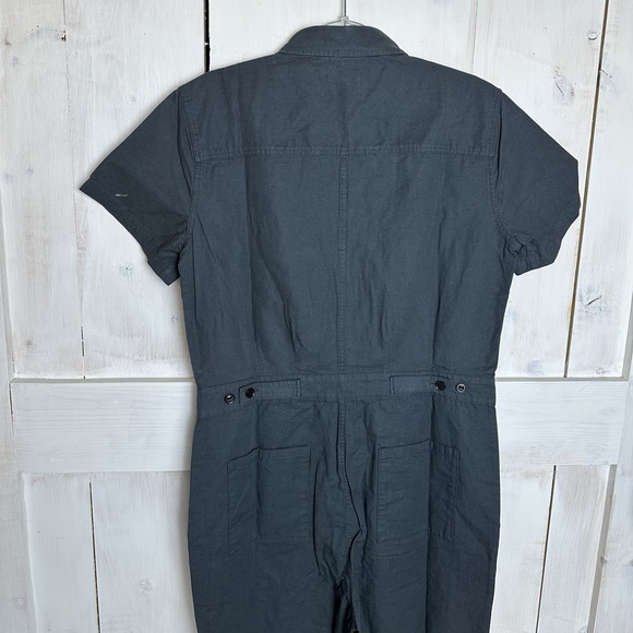 Outerknown S.E.A. Suit Women's Button Front Jumpsuit Linen Blend Sz M Gray NWT - Picture 5 of 7